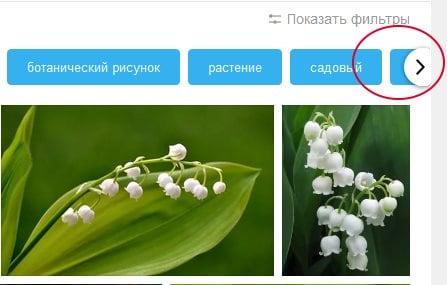 Šipka pro zobrazení dalších filtrů v Yandexu