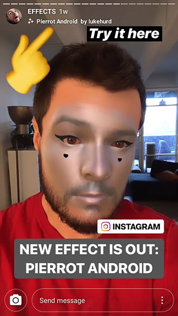 jak přidat nové masky na instagram - pierrot