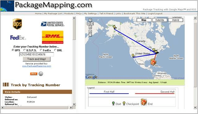 Služba packagemapping.com vám umožňuje zobrazit umístění a cestu vašeho balíčku na mapě.