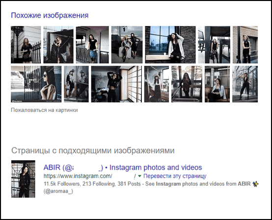 Vyhledat Instagram pomocí obrázků Google