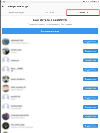 Kontakty telefonní seznam Instagram